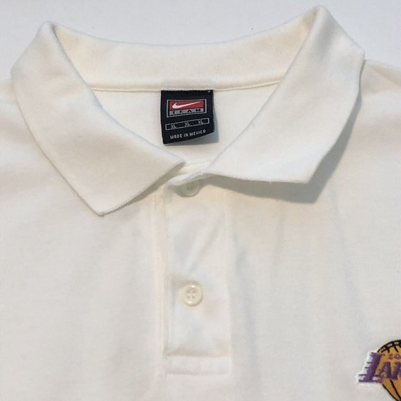 Nike Team Offical NBA Los Angeles Lakers Stitched Polo Pinhole On Sleeve Men XL - Picture 14 of 15